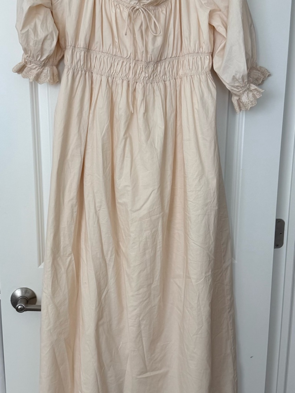 Daydreamer 100% Cotton Maxi Dress in Cream - Bump Friendly - 1XL - Picture 6 of 8